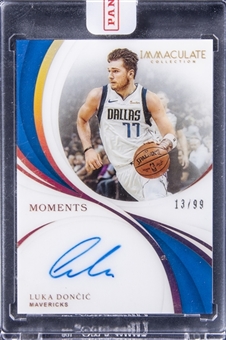 2018-19 Panini Immaculate Collection "Immaculate Moments Autographs" #IM-LDC2 Luka Doncic Signed Rookie Card (#13/99) - Panini Encased